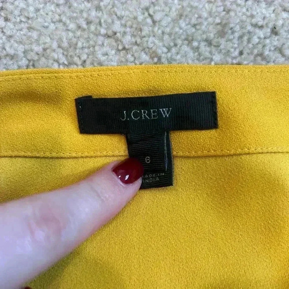 J. Crew Drapey Crepe Faux Wrap Top Yellow Peplum Tie Waist Surplice Blouse 6 - Picture 6 of 7